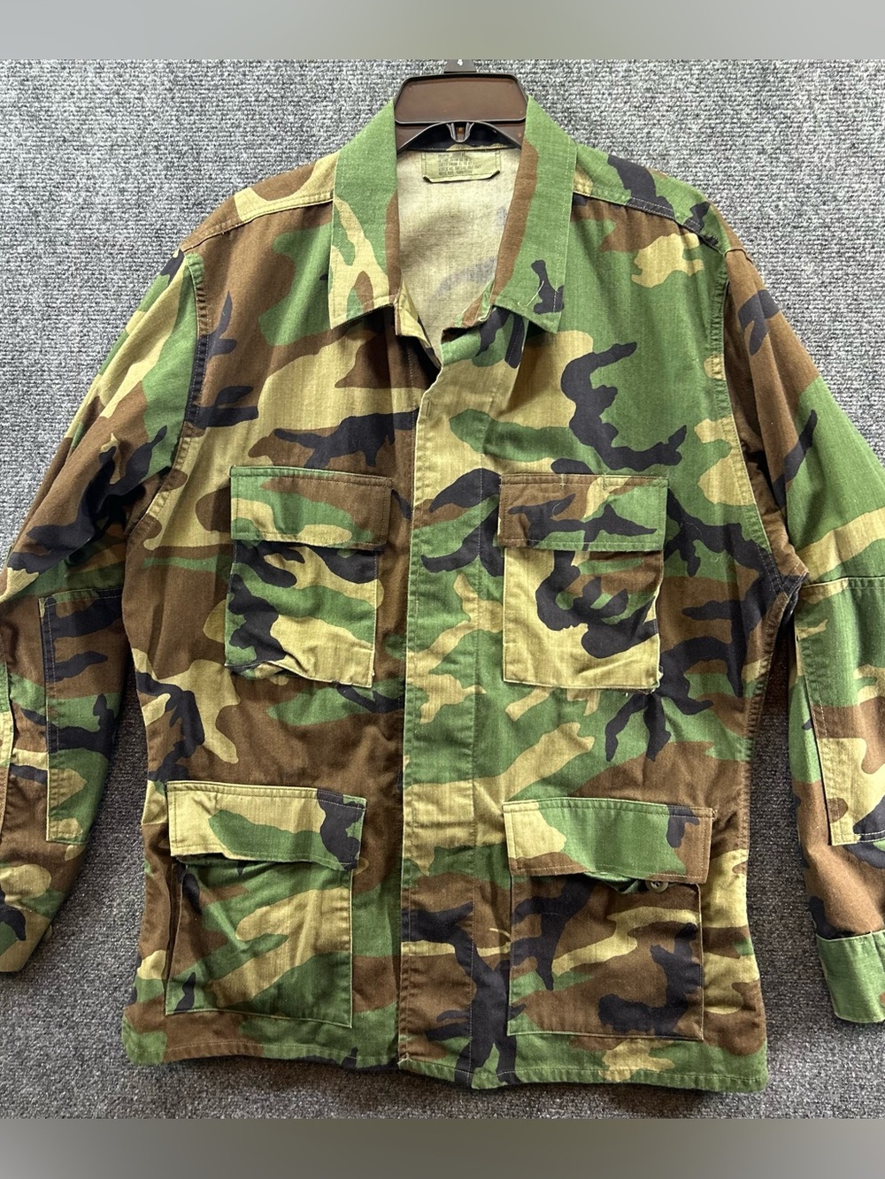Vintage Military Shirt Combat Coat Men’s Medium Woodland Camo Army American